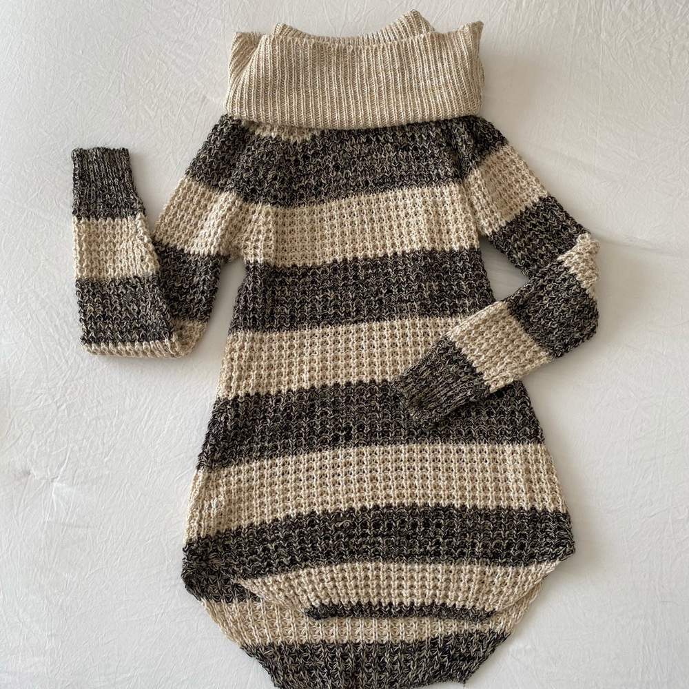 Striped cowl neck sweater